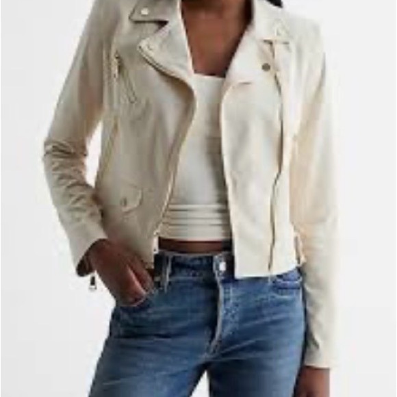 Express Jackets & Blazers - Express NWT Faux Suede Cream Moto XL Jacket